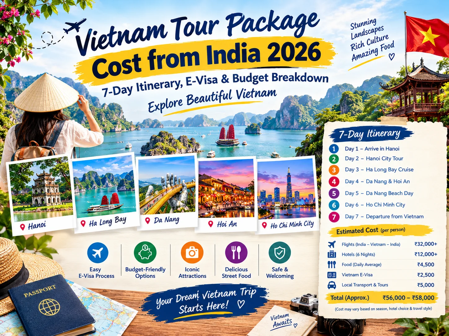 Vietnam Tour Package Cost from India 2026: 7-Day Itinerary, E-Visa & Budget Breakdown